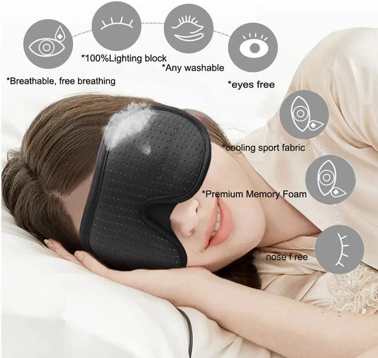 3D Sleep Mask - Soft Blockout Eye Cover for Comfortable Sleep