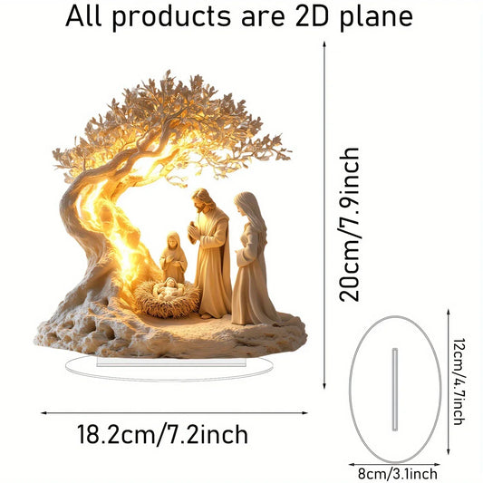 2025 Desktop Family Statue – Jesus Tree of Life Newborn Acrylic Ornament for Home Decor