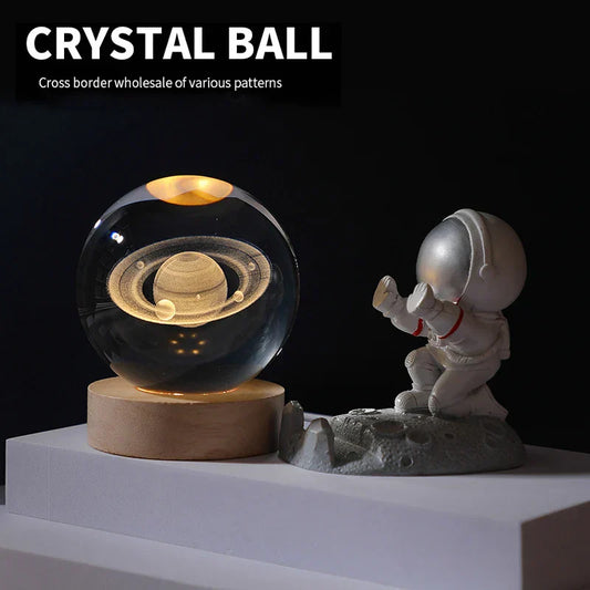 3D Crystal Ball Lamp with Galaxy Projections