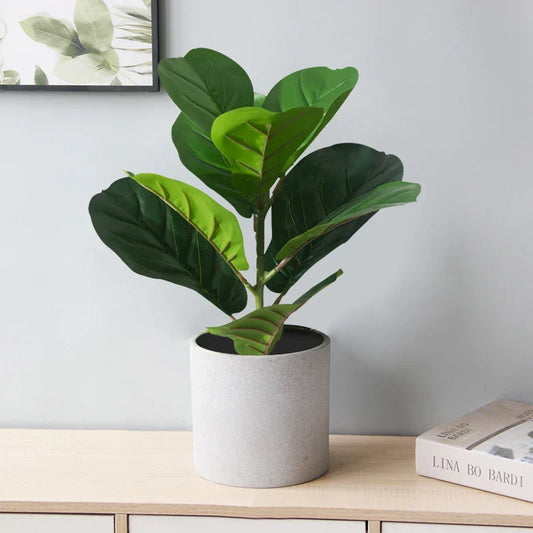 38cm Artificial Ficus Tree Branch – Faux Fiddle Leaf & Banyan Foliage for Home & Office Decor